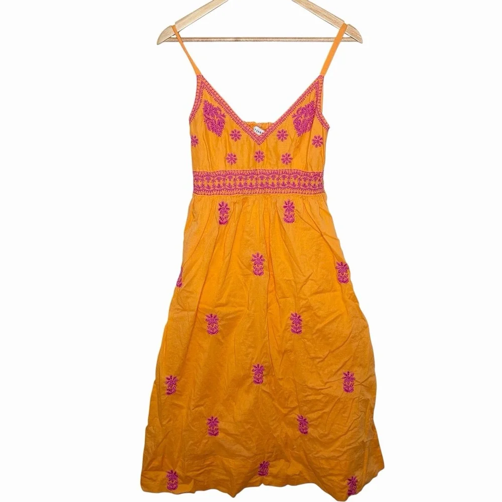 Gretchen Scott Embroidered Midi Dress Womens Small Sundress Floral Boho Indie
